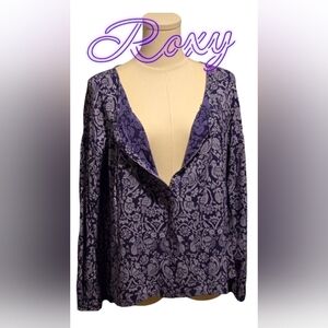 Roxy Purple Tropical Patterned Blouse